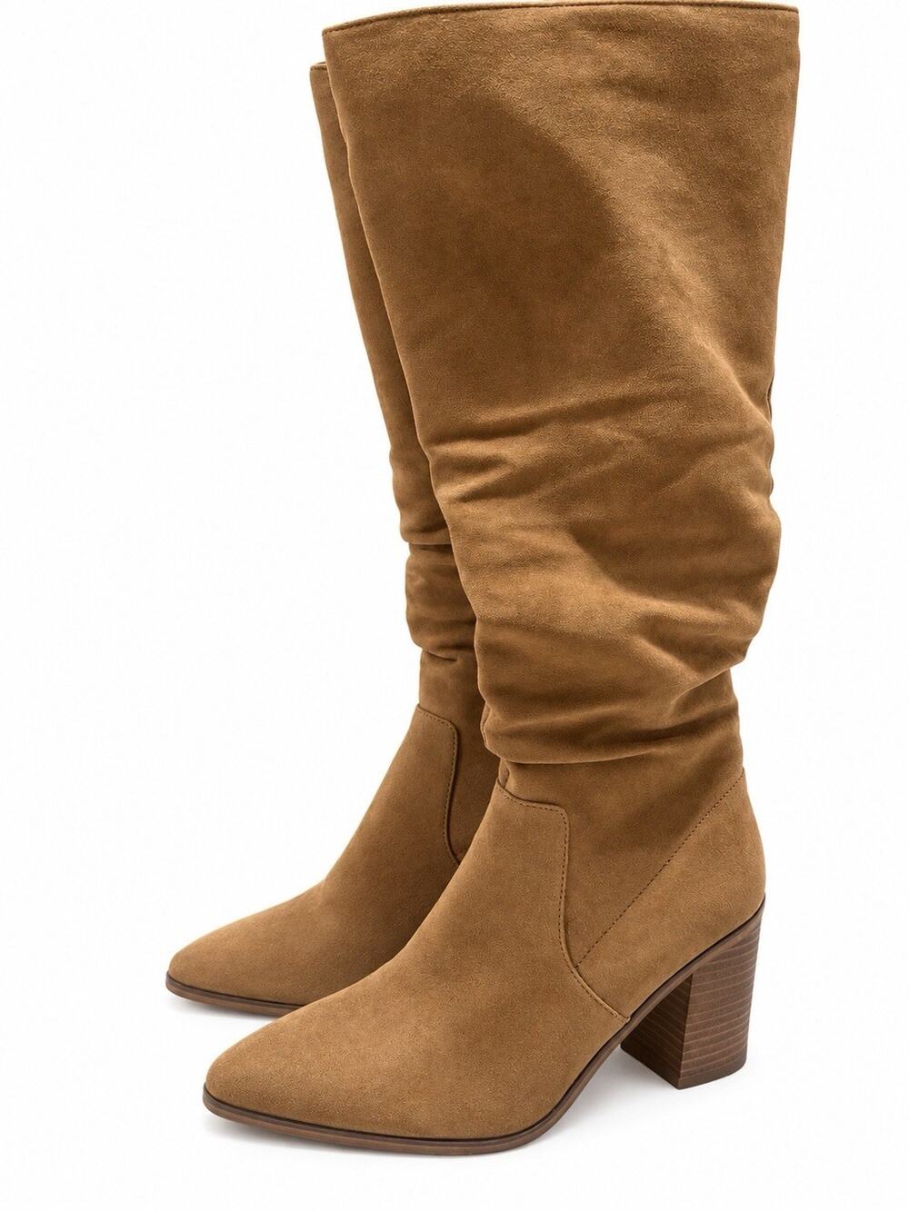 Universal Thread Women’s Size 8 Brown Tan Suede Slouch Knee High Boots Heel